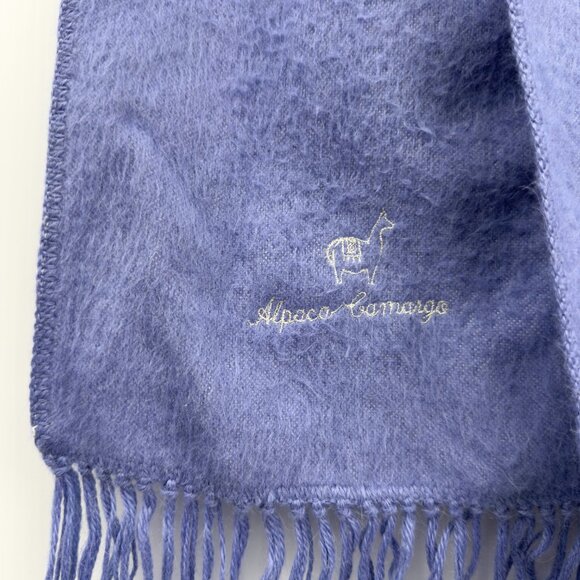 ALPACAβ CAMARGO Brushed Alpaca Blend Fringe Peru Periwinkle Blue Scarf 9βx 80β - Picture 2 of 6